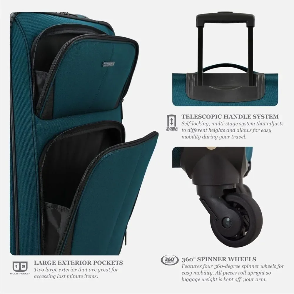 U.S. Traveler Aviron Bay exp. Softside Wheels,Navy, carry on Spinner Luggage